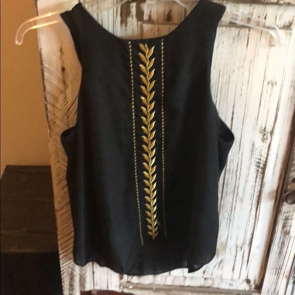 Black Tank with Gold Embellishment